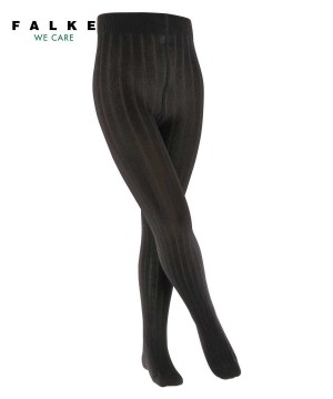 Black Falke Classic Rib Tights Kids' Tights | 738-FEHZKY