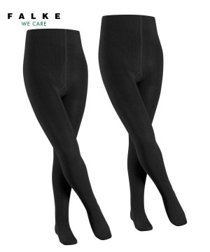Black Falke Family 2-Pack Tights Kids' Tights | 980-AMCNOJ