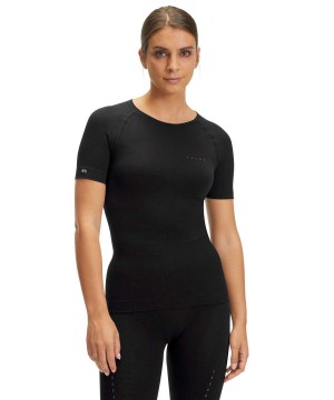 Black Falke Impulse Running T-Shirt Round-neck Health Women Short Sleeve Shirts | 093-HRYENM