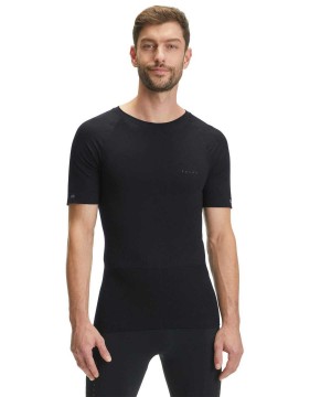 Black Falke Impulse Running T-Shirt Round-neck Health Men Short Sleeve Shirts | 082-DSVOMP
