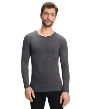 Black Falke Long sleeve shirt Warm Men Long Sleeve T-Shirts | 140-UIHJER