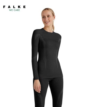 Black Falke Long sleeve shirt Wool-Tech Women Long Sleeve Shirts | 912-TBYRPM