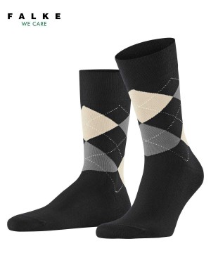Black Falke Sensitive Argyle Socks Men Socks | 849-YBEFJQ