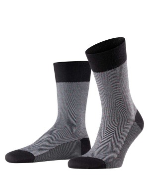 Black Falke Sensitive Herringbone Socks Men Socks | 721-ARNQKS
