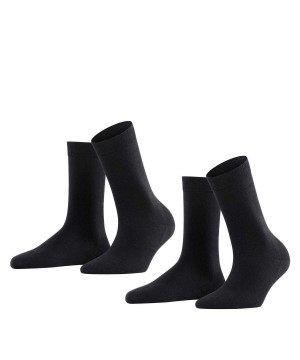 Black Falke Softmerino 2-Pack Socks Women Socks | 021-LIXSJP