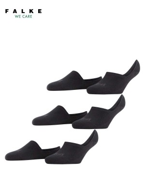 Black Falke Step 3-Pack Invisibles Women No Show Socks | 531-QKHECA