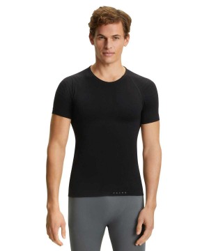 Black Falke T-Shirt Warm Men Short Sleeve Shirts | 017-GIZOWX