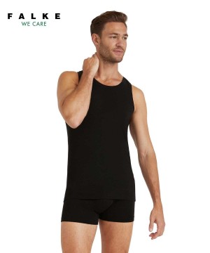 Black Falke Top Round-neck Daily ClimaWool Men Vest | 836-FKUIGV