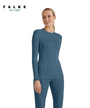 Blue Falke Long sleeve shirt Wool-Tech Women Long Sleeve Shirts | 589-BWAHFG