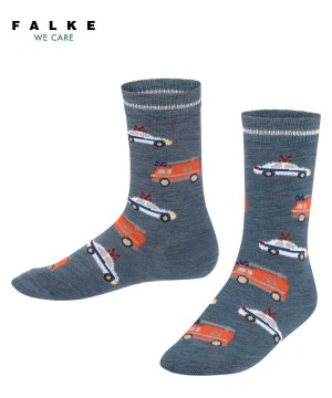 Blue Falke Police and Fire Cars Socks Kids' Socks | 413-QBKCXF
