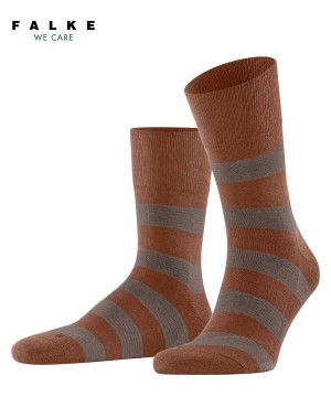 Brown Falke Block Stripe Socks Men Socks | 637-NKZOBC