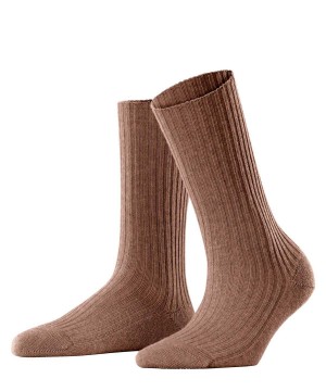 Brown Falke Cosy Wool Boot Socks Women Socks | 729-QKULMO
