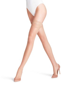 Brown Falke Invisible Deluxe 8 DEN Stay-ups Women Thigh Highs | 970-OVUJFN