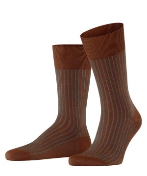 Brown Falke Oxford Stripe Socks Men Socks | 697-ITSRYG