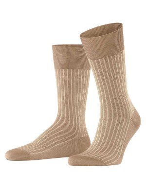 Brown Falke Oxford Stripe Socks Men Socks | 985-RGFTPB