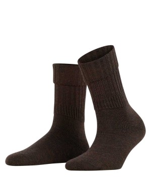 Brown Falke Striggings Rib Boot socks Women Socks | 102-GISKVR