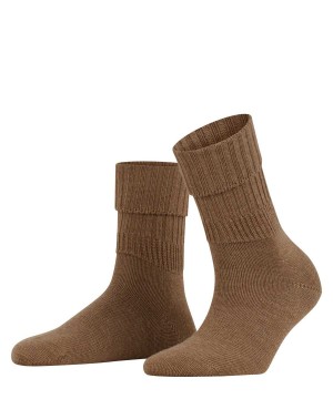 Brown Falke Striggings Rib Boot socks Women Socks | 604-SMXJWH