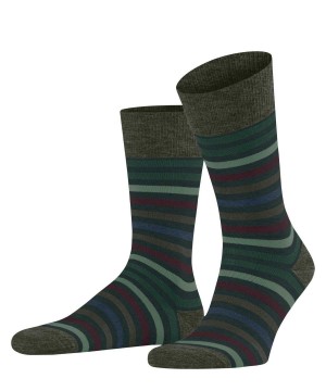 Green Falke Tinted Stripe Socks Men Socks | 357-KURCVY