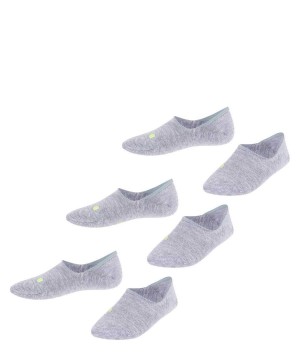 Grey Falke Cool Kick 3-Pack Invisibles Kids' No Show Socks | 043-UICSDF