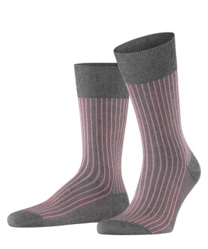Grey Falke Oxford Stripe Socks Men Socks | 023-TYXJVN