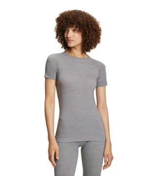 Grey Falke T-Shirt Wool-Tech Light Women Short Sleeve Shirts | 409-OGVNUW