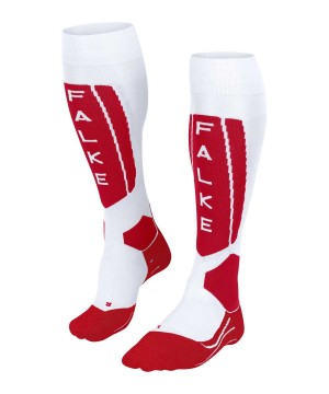 White Falke SK5 Expert Skiing Knee-high Socks Women Sports Socks | 385-KXFYAZ